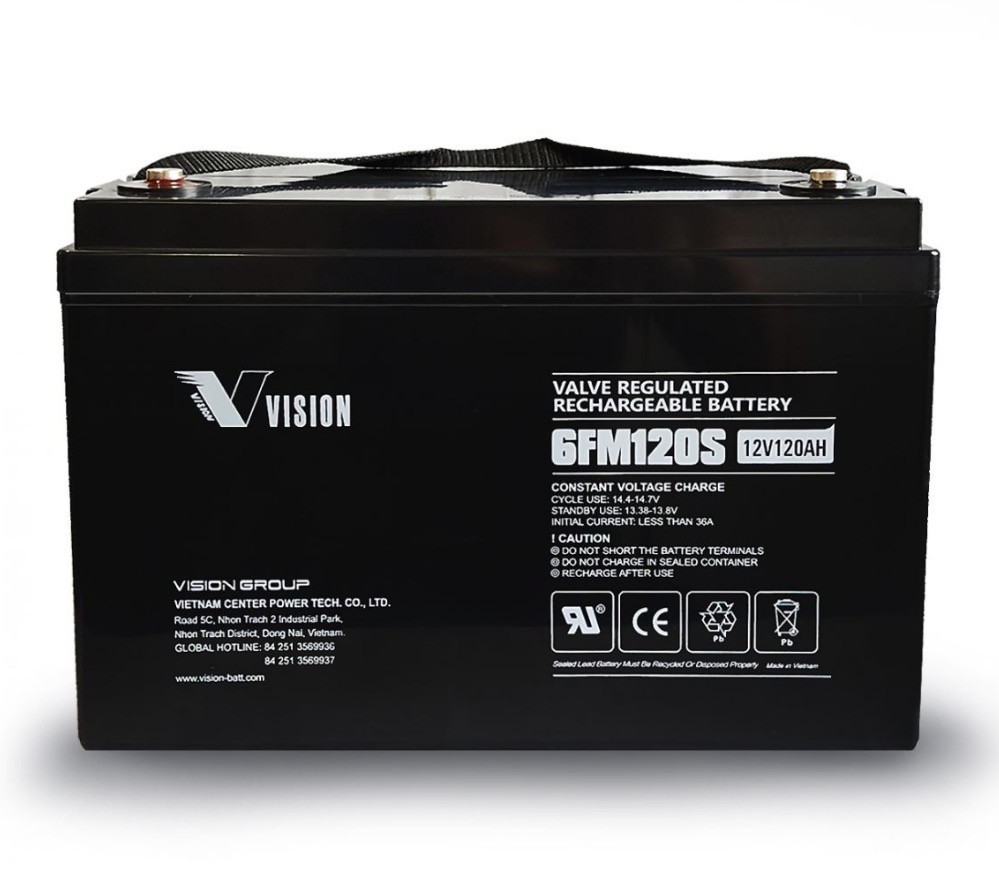 Vision Battery 6FM120S-X 12V 120Ah FM Series (10 Year Design Life) M6