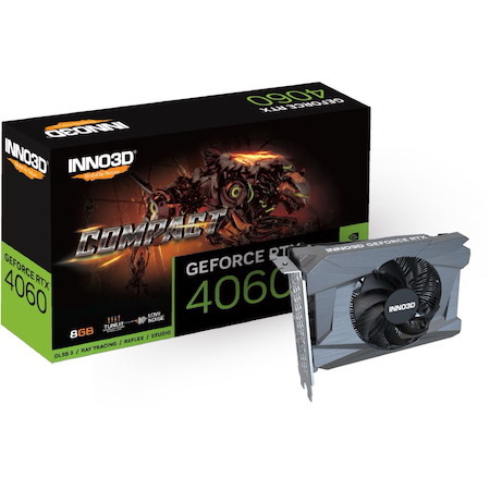Inno3d nVidia Geforce RTX 4060 Compact 2460MHz / 17Gbps, 8G GDDR6, 3xDP+HDMI, 155X122X39MM