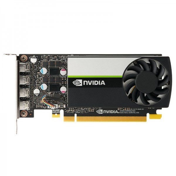 Nvidia T1000, 4GB, GDDR6 128-Bit, 160GB/s, PCIe 3.0 X 16, Single Slot, 4X Mini DisplayPort 1.4, 50W, SFF, Turing, 3YR Warranty