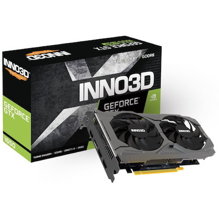 Inno3d nVidia GeForce GTX1650 Twin X2 Oc V3 4GB GDDR6 1635 MHz Boost Clock, Ram 12Gbps, 1xHDMI, 3X DP
