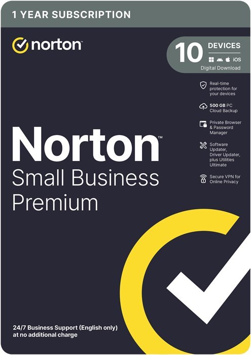 Norton Small Business Premium 500GB Au 1 User 10 Devices 12Mo Generic RSP Drmkey Gum FTP (Digital Key Via Email)