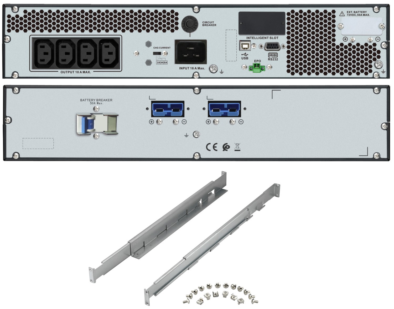 SRV2KRILRK-E - APC Easy UPS On-Line, 2kVA/1.8kW, Rackmount 4U, 230V, 15A C20 Inlet, 4x IEC C13 outlets, Intelligent Card Slot, LCD, Extended runtime, W/ rail kit, 2Yr Warranty