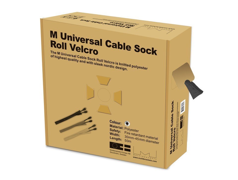 Multibrackets M Universal Cable Sock Touch Fastener - Kabelorganiserare - Svart