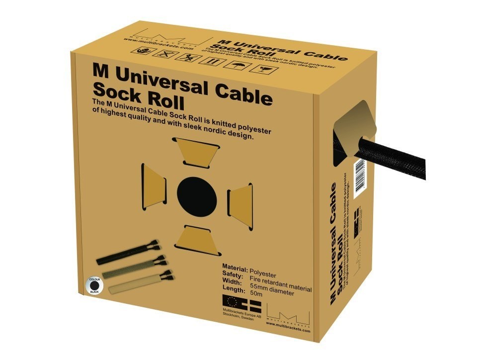 Multibrackets M Universal Cable Sock Roll 55 MM X 50 M - Kabelorganiserare - Svart