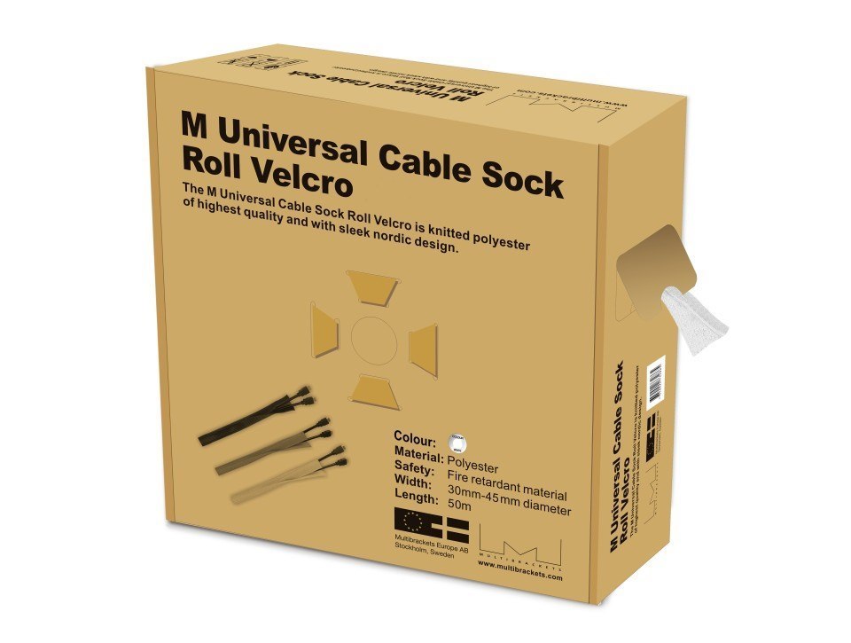 Multibrackets M Universal Cable Sock Touch Fastener - Kabelorganiserare - Vit