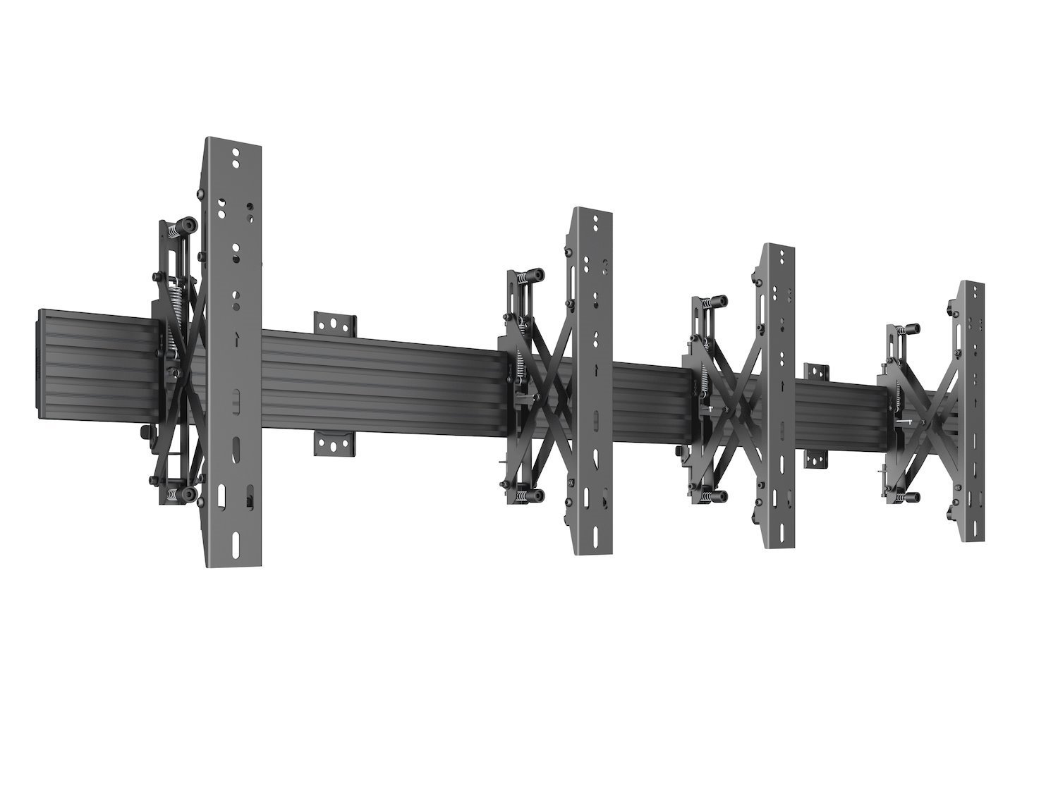 Multibrackets M Wallmount Pro Mbw2u - Monteringssats (2 Väggplattor, Väggskenor, 4 Justerbara Monteringsarmar) - FÖR 2 LCD-bildskärmar - Aluminium, STÅL - Svart - Skärmstorlek: 40"-65" - Väggmonterbar