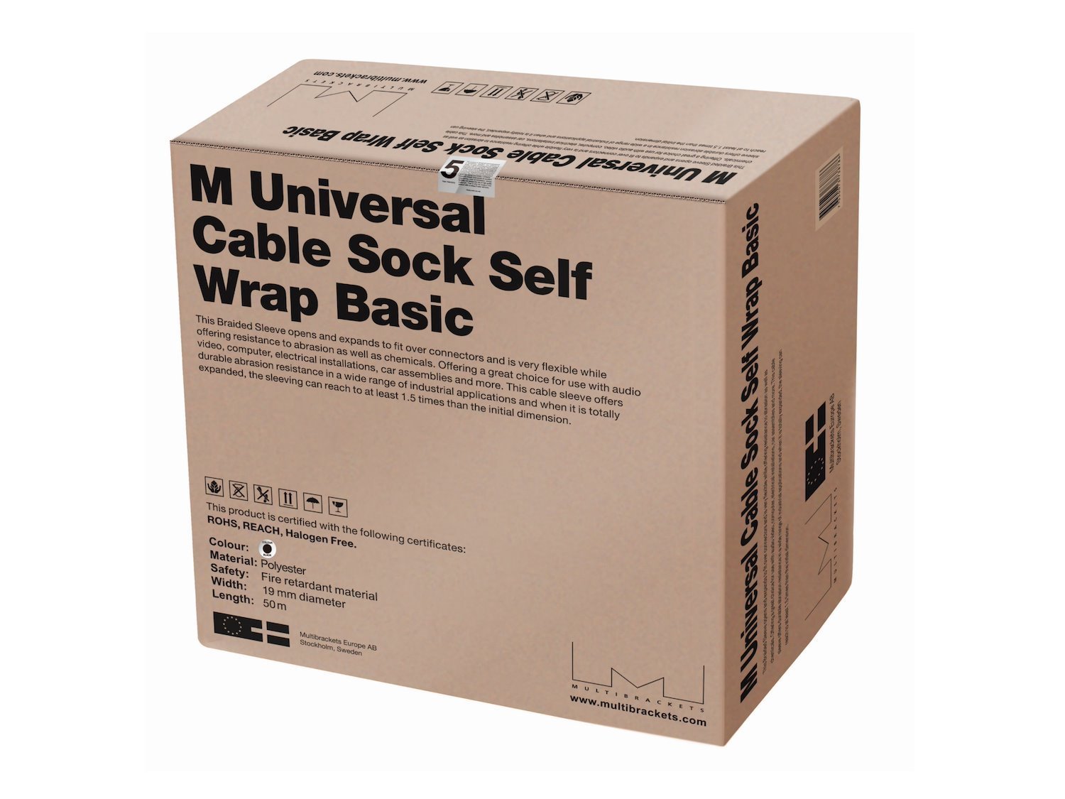 Multibrackets M Universal Cable Sock Self Wrap Basic - Kabelsocka - 50 M - Svart