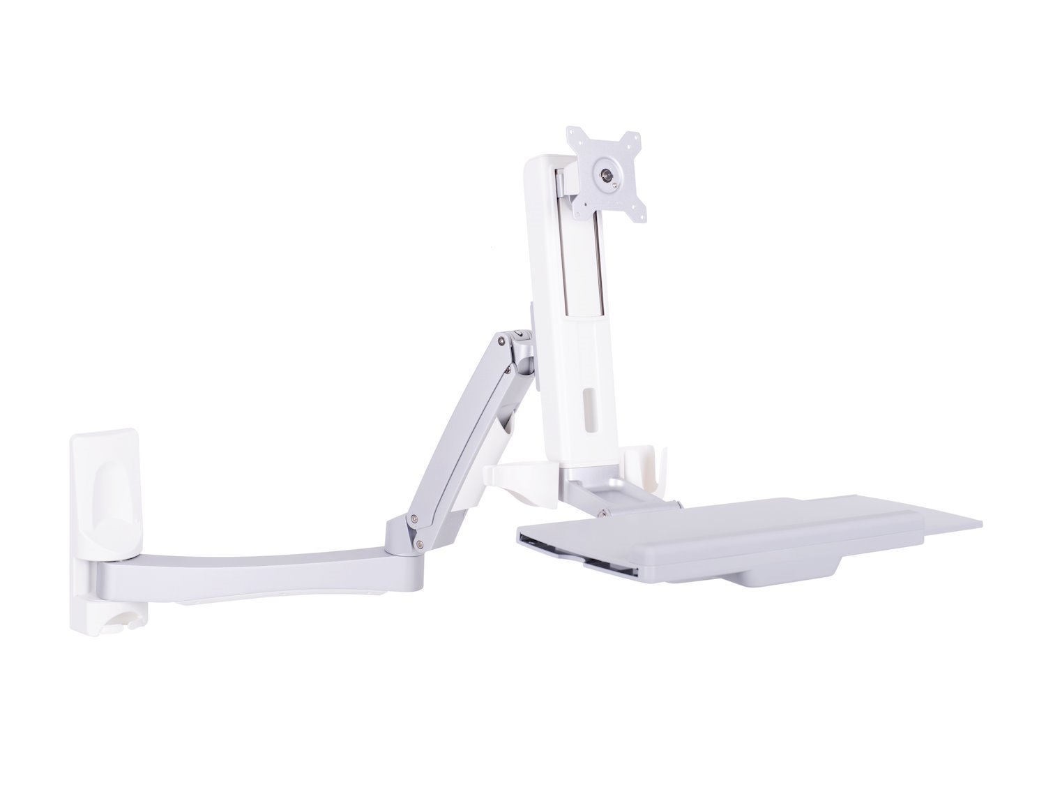 Multibrackets M Workstation Arm Single Extended - Konsol - Justerbar Arm - FÖR LCD-bildskärm/tangentbord - Plast, Aluminium, STÅL - Vit, Silver - Skärmstorlek: 15"-27" - Väggmonterbar