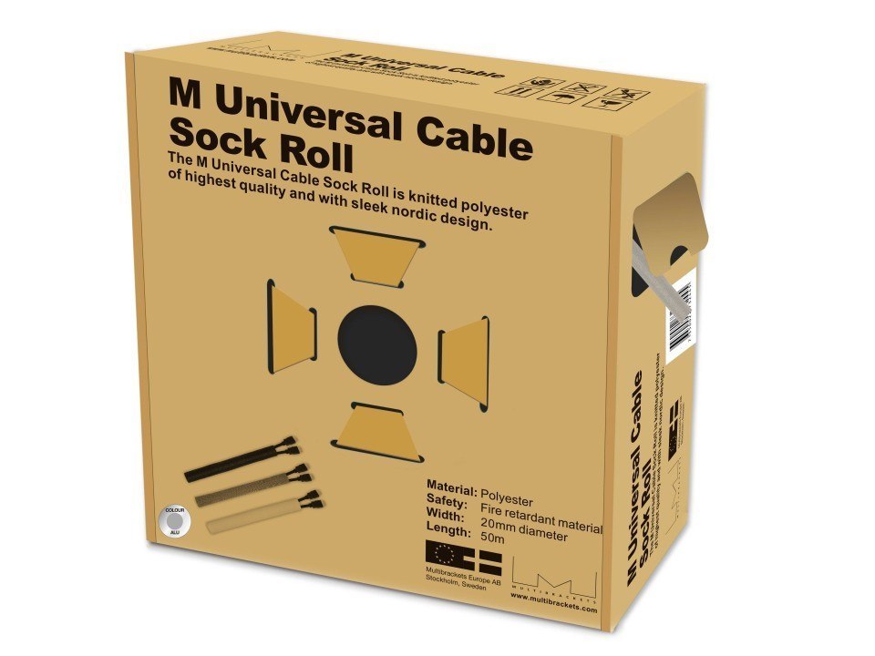 Multibrackets M Universal Cable Sock Roll 20 MM X 50 M - Kabelorganiserare - Silver