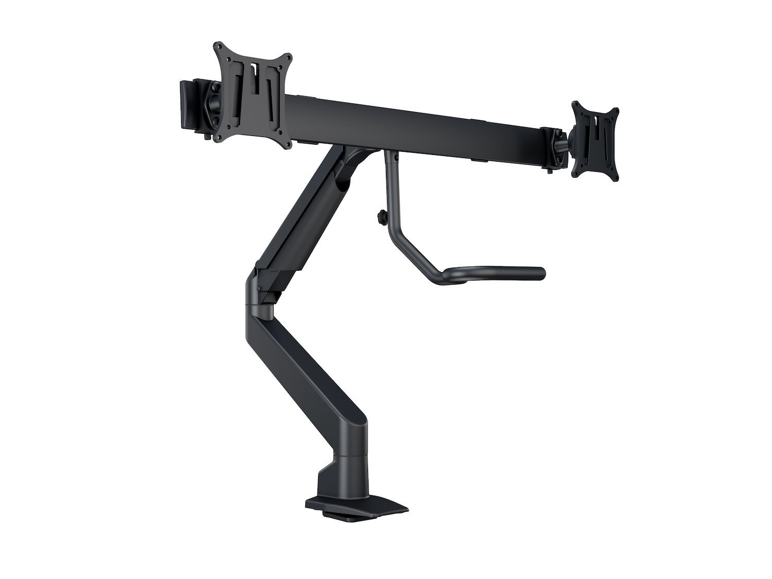 Multibrackets M Vesa Gas Lift Arm W. Duo Crossbar 2 - Monteringssats (Vridbar Arm, Bordsfäste, Tvärstag) - FÖR 2 LCD-bildskärmar - Aluminium - Svart - Skärmstorlek: 15"-32"