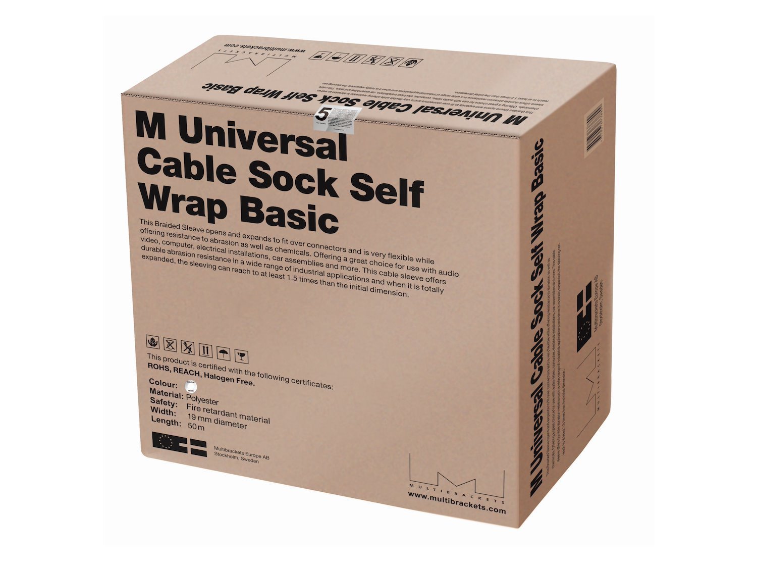 Multibrackets M Universal Cable Sock Self Wrap Basic - Kabelsocka - 50 M - Vit