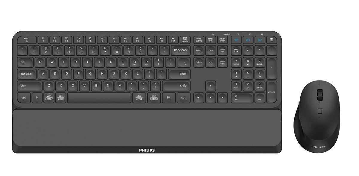 Philips 6000 Series SPT6607B - Sats Med Tangentbord Och Mus - TRÅDLÖS - 2.4 GHz, Bluetooth 3.0, Bluetooth 5.0 - Qwerty