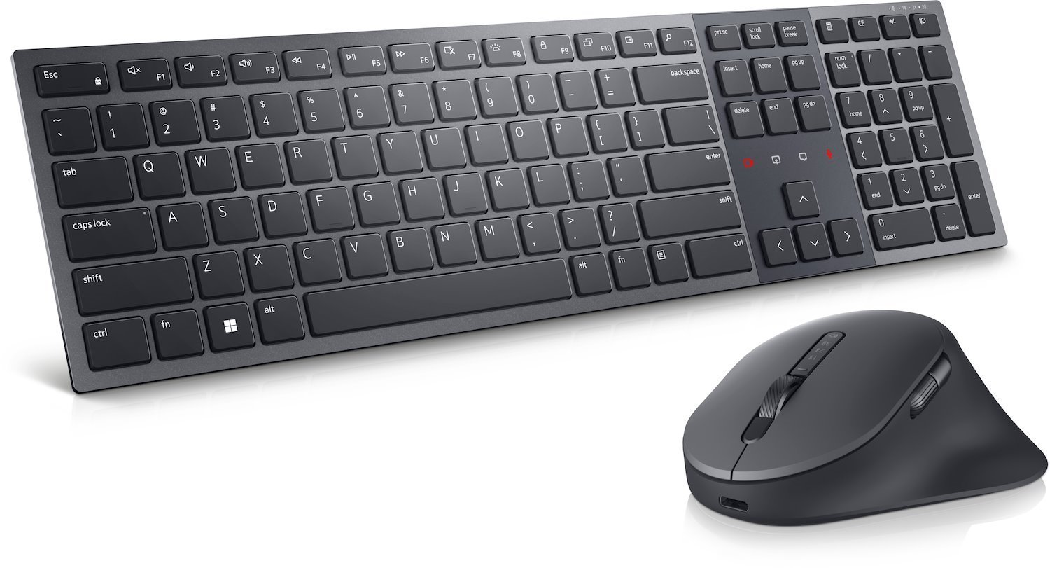 Dell Premier KM900 - Sats Med Tangentbord Och Mus - Samarbete - Bakgrundsbelyst - TRÅDLÖS - 2.4 GHz, Bluetooth 5.1 - Qwerty - Hela Norden - Grafit - Med 3 Years NBD Advance Exchange