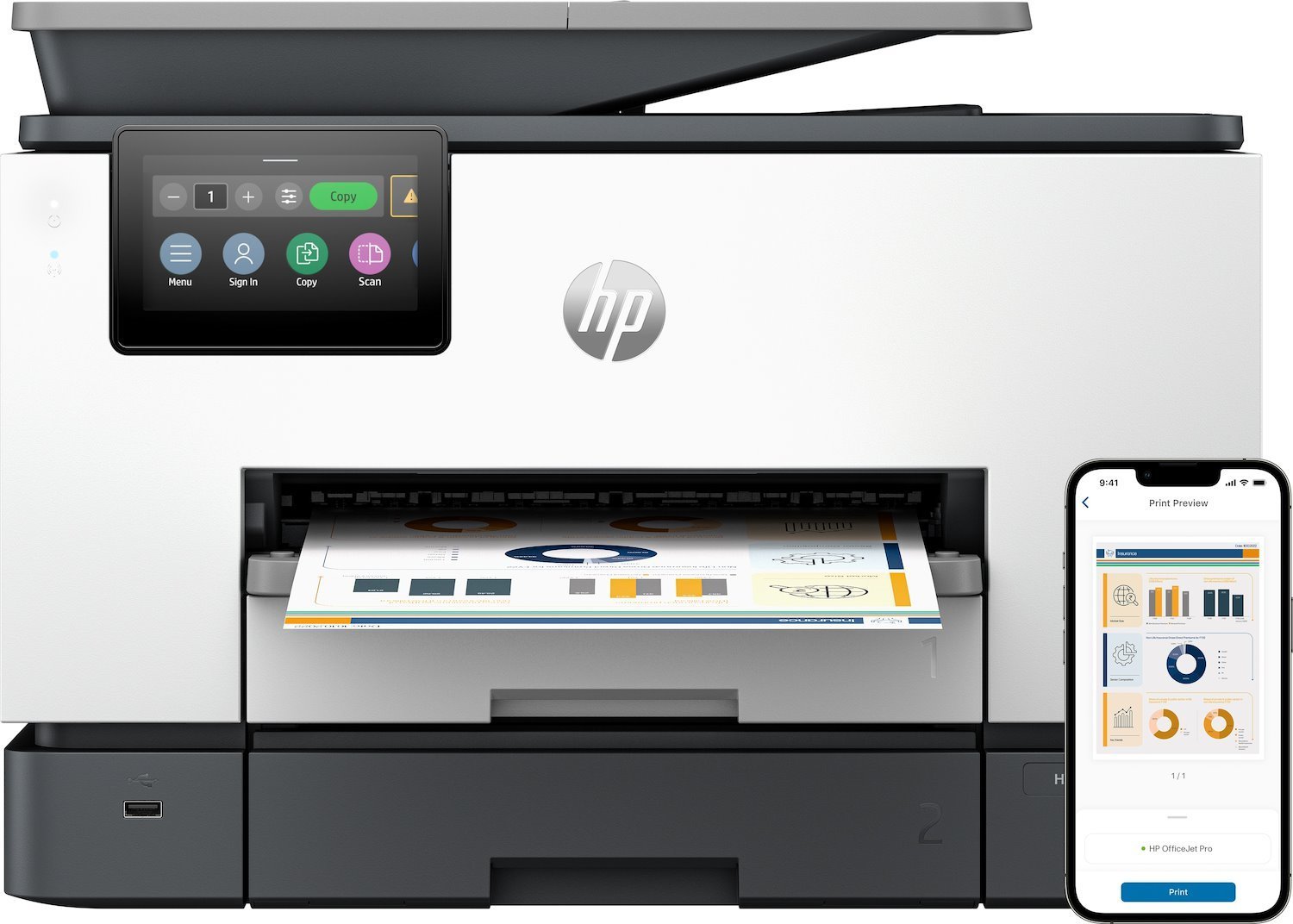 HP Officejet Pro 9130B All-in-One - Multifunktionsskrivare - FÄRG - Bläckstråle - Legal (216 X 356 MM) (Original) - A4/Legal (Media) - Upp Till 23 Sidor/Minut (Kopiering) - Upp Till 25 Sidor/Minut (Ut