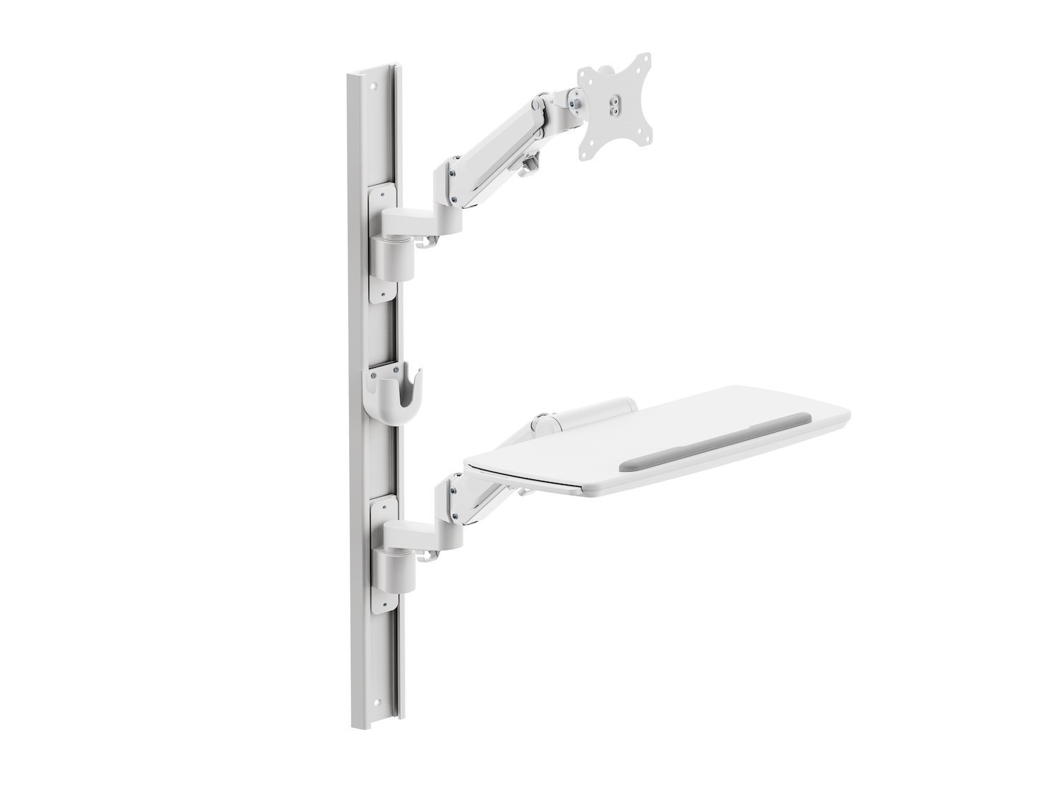 Multibrackets M Workstation - Monteringssats (Tangentbordsmontering, Monitorfäste) - FÖR LCD-bildskärm/tangentbord - Grundläggande - Plast, STÅL, Höggradig Aluminium - Vit - Skärmstorlek: 15"-27" - VÄ