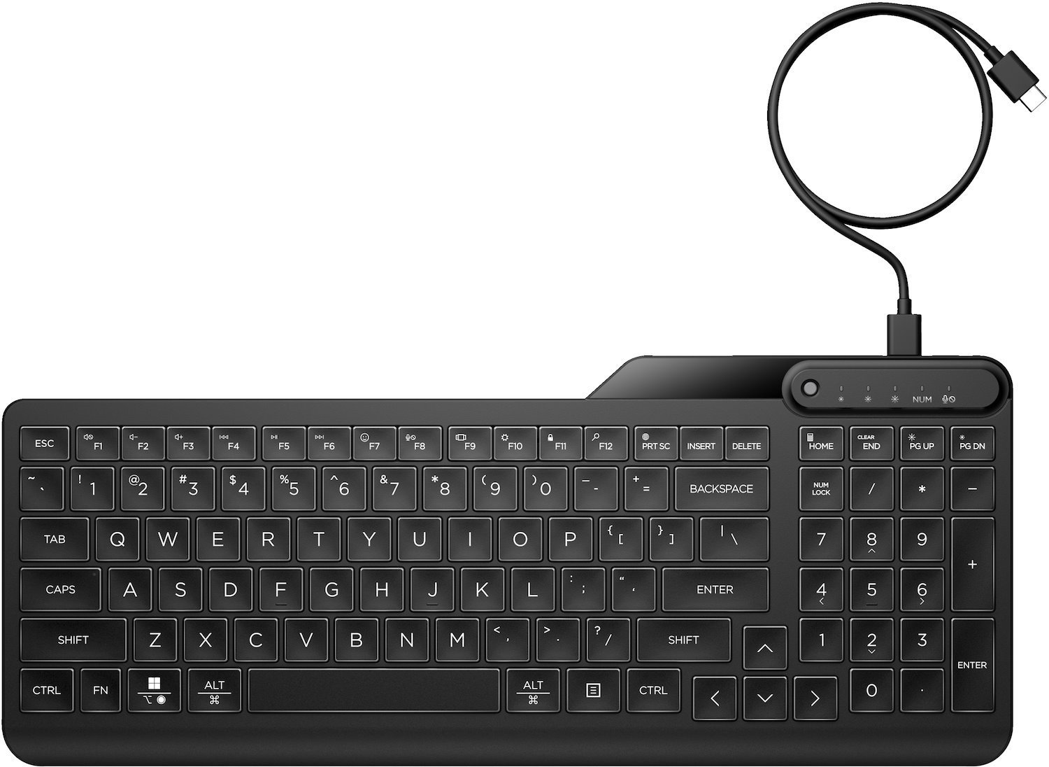 HP 405 - Tangentbord - Flera Enheter - 65% - Compact - Bakgrundsbelyst - Usb - Hela Norden - Svart