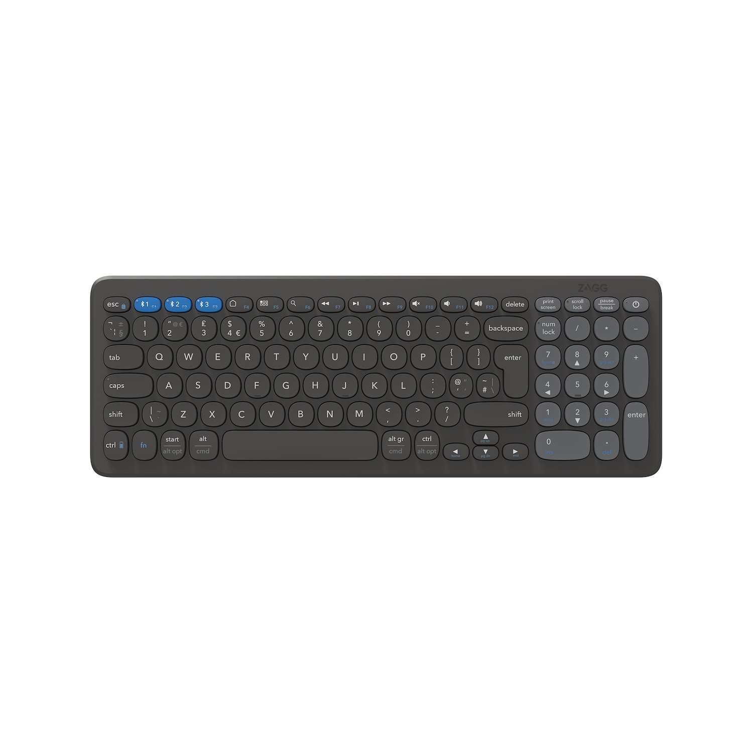 Zagg - Tangentbord - Mellanstorlek - TRÅDLÖS - Bluetooth - Nordisk