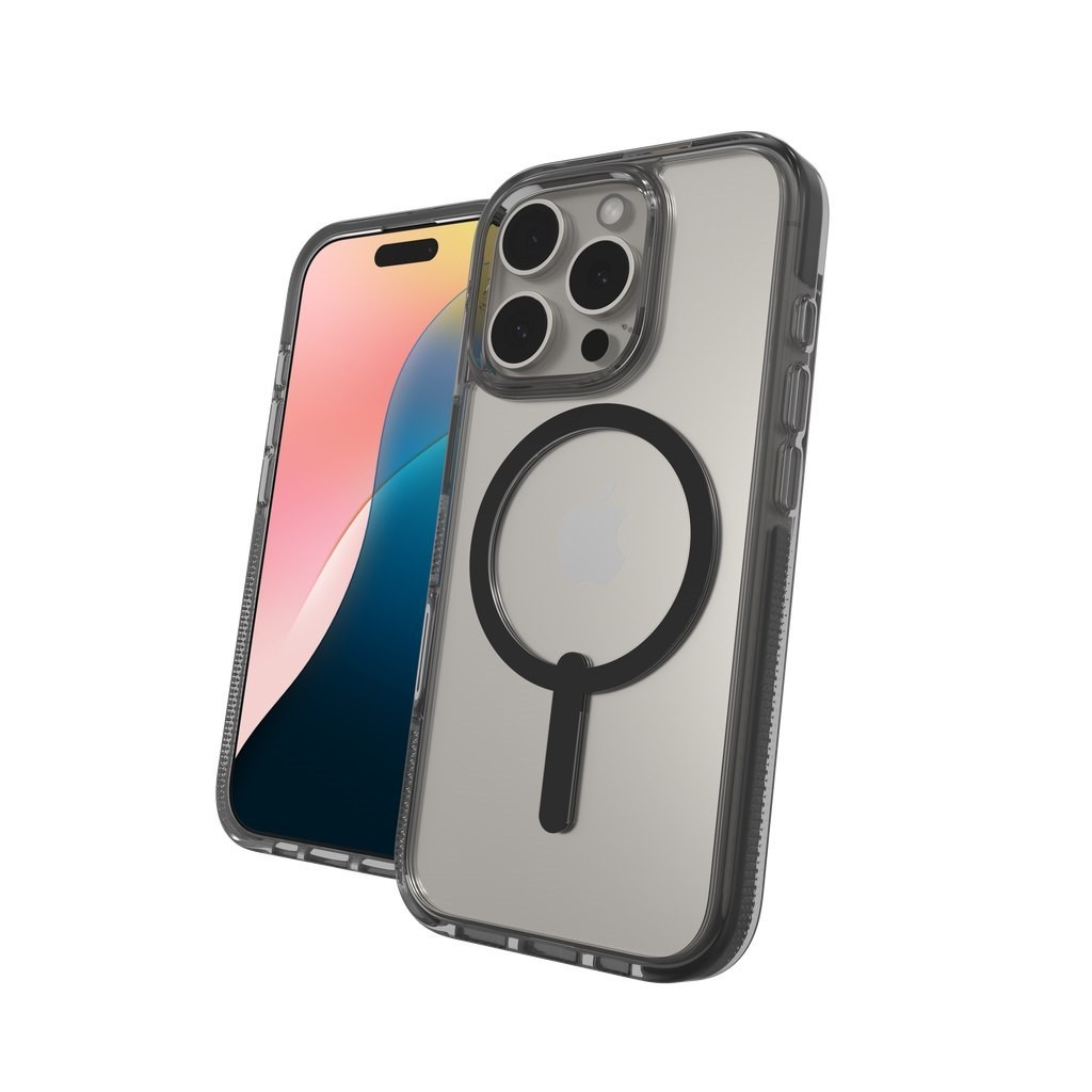 Zagg Santa Cruz Snap - Baksidesskydd FÖR Mobiltelefon - MagSafe-kompatibilitet - Grafen - Transparent, Svart - FÖR Apple iPhone 16 Pro