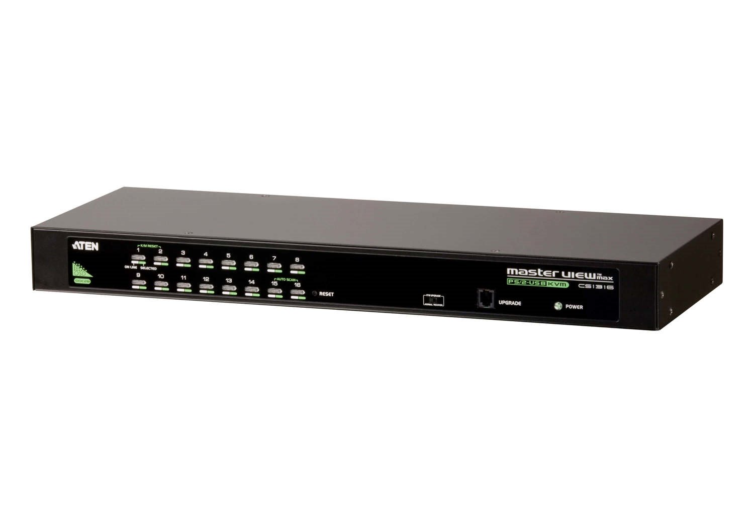Aten Rackmount KVM Switch 16 Port Vga Ps/2-Usb, KVM Cables Not Included, Selection Via Front & Usd Menu, Broadcast Mode