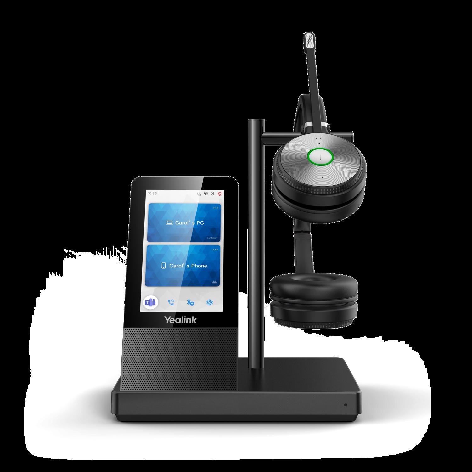 Yealink WH66 Dual Uc Dect Wirelss Headset With Touch Screen, Busylight On Headset, Leather Ear Cushions