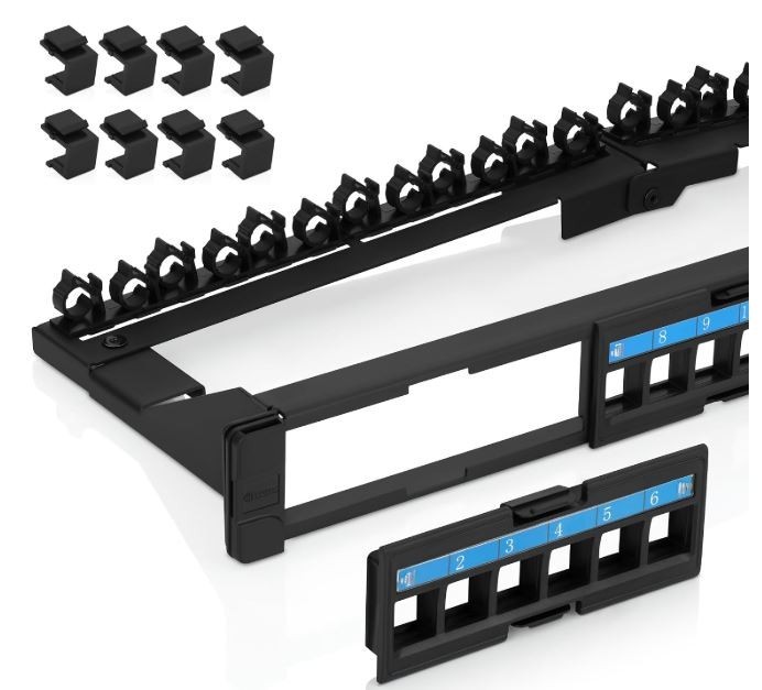 24 Port Keystone Patch Panel (1-Pack) - Removable 6-Port Panels