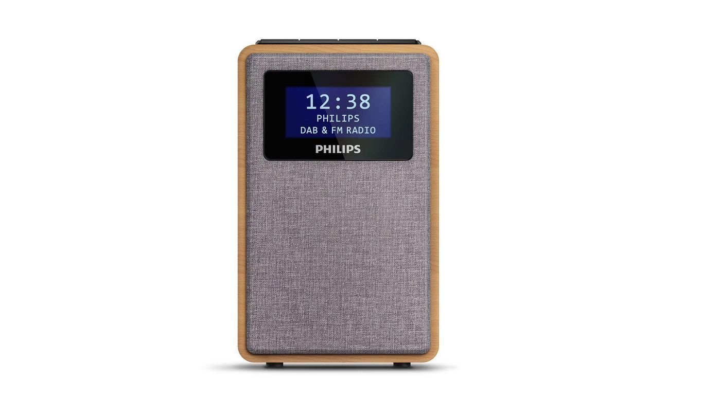 Philips Radio Clock Digital Grey, Wood