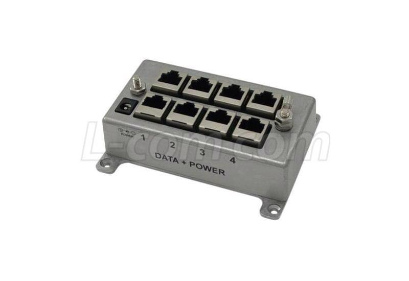 L-Com 4 Port Cat6 Passive Gigabit Midspan Injector