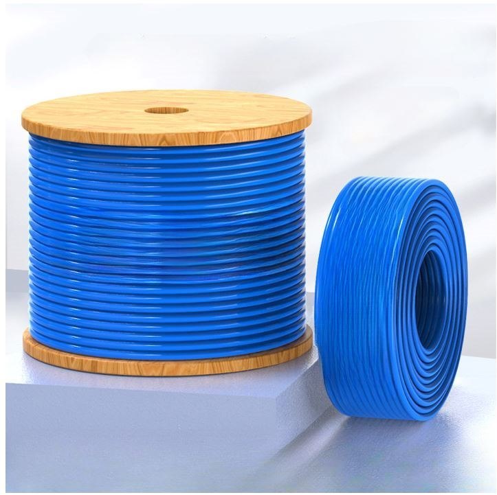 8Ware 350M Cat6a Ethernet 24Awg 30V Lan Stranded Core Cable Roll Bare Copper Twisted Core PVC Jacket On Reel Box Blue >305M
