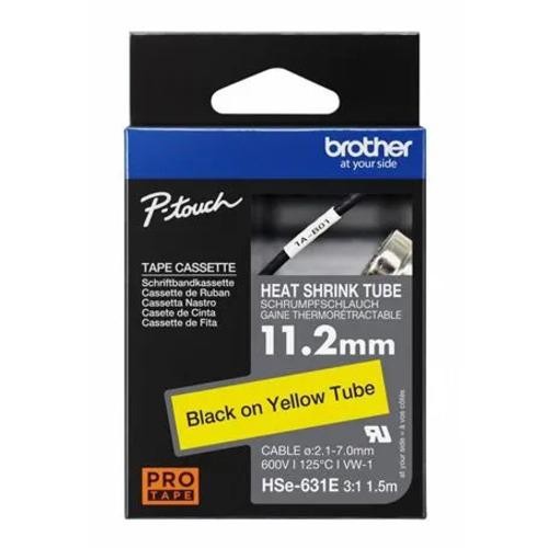 Brother Hse-631E - 11.2MM Black On Yelllow Heat Shrink Tube Catridge 3:1 (Compatible With Pt-E300vp/E550wvp/D800w/P750w/P900w/P950nw)