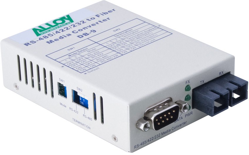 Alloy Serial To Fibre Standalone/Rack Converter RS-232/422/485 DB-9 To Singlemode SC, 20Km