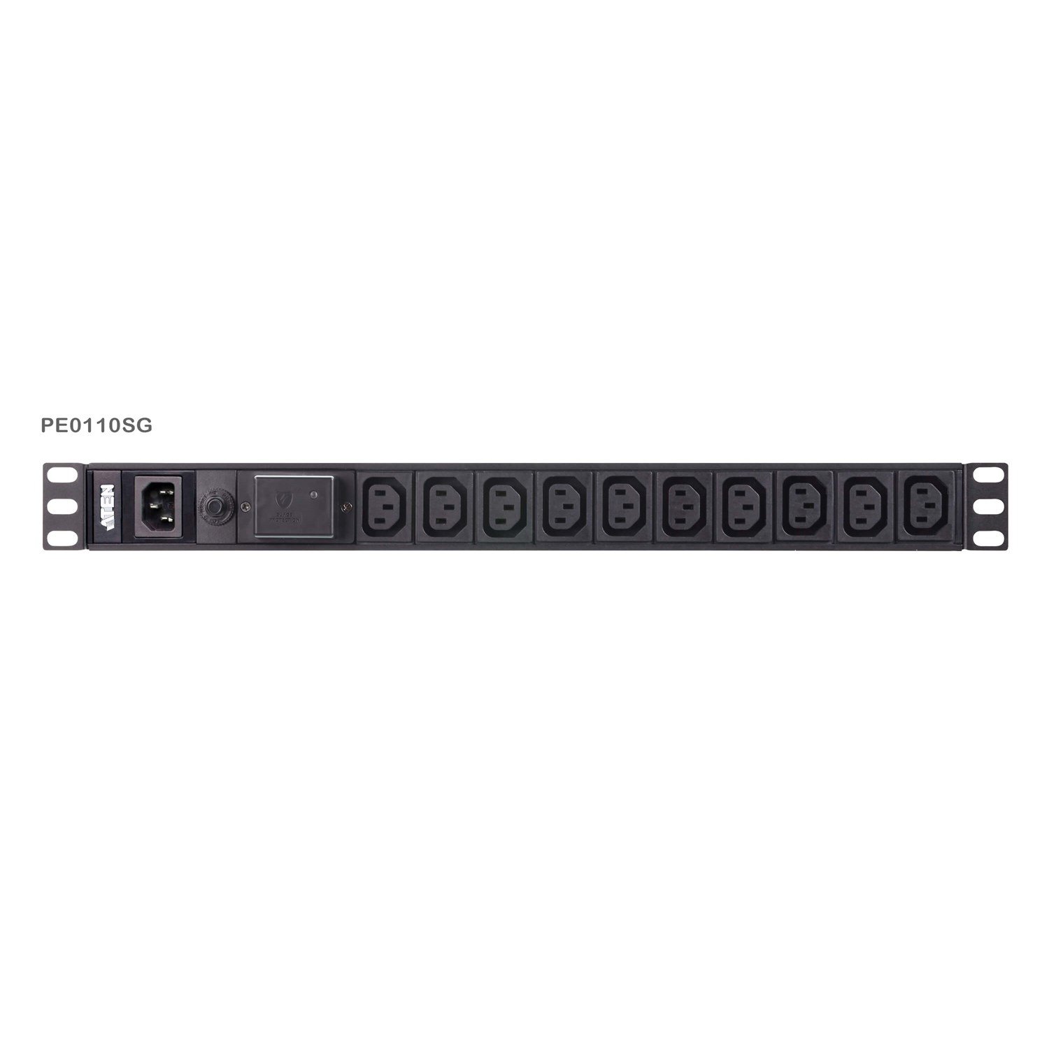 Aten 10 Port 1U Basic Pdu With Surge Protection, Supports 10A With 10 Iec C13 Outputs