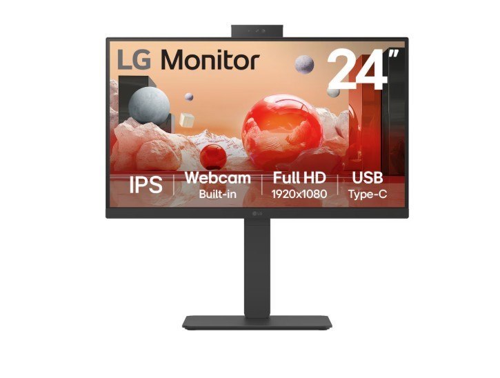 LG 24BA850-B 24" Class Webcam Full HD LCD Monitor - 16:9 - Textured Black