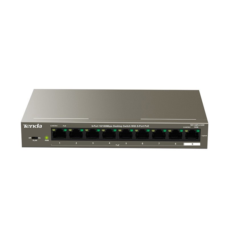 Tenda (Tef1109p-8-102W) 9-Port Fe Switch With 8-Port PoE+