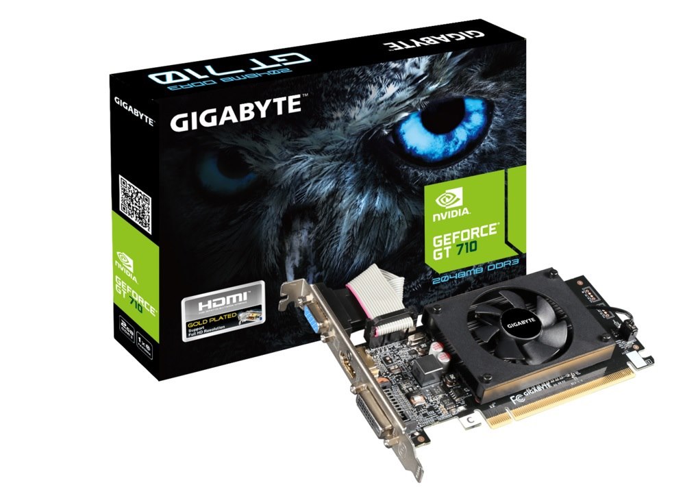 Gigabyte GF GT710 PCIe X8, 2G B DDR3, 1xHDMI, 1xDVI, 1xD-SUB, 3YR WTY