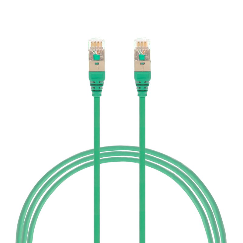 4Cabling 5M Cat 6A RJ45 S/FTP Thin LSZH 30 Awg Network Cable. Green