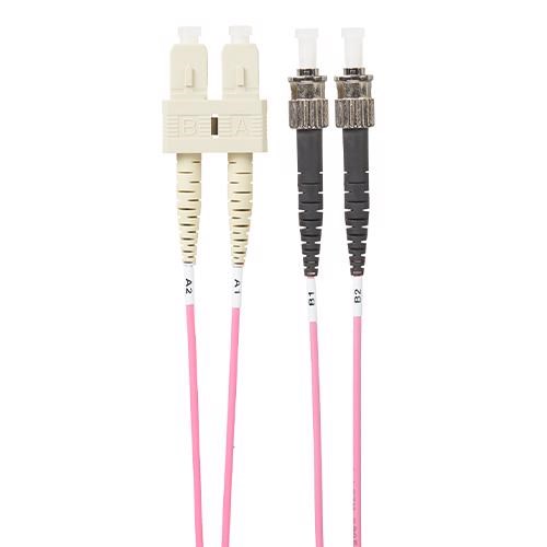 4Cabling 5M SC-ST Om4 Multimode Fibre Optic Cable: Salmon Pink