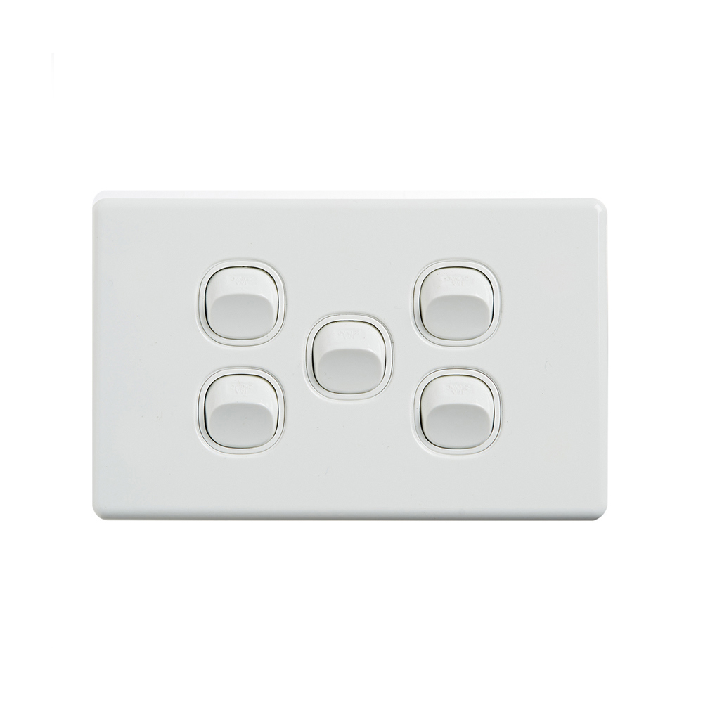 4Cabling 4C | Elegant Wall Switch 5 Gang 250V 16A - Horizontal