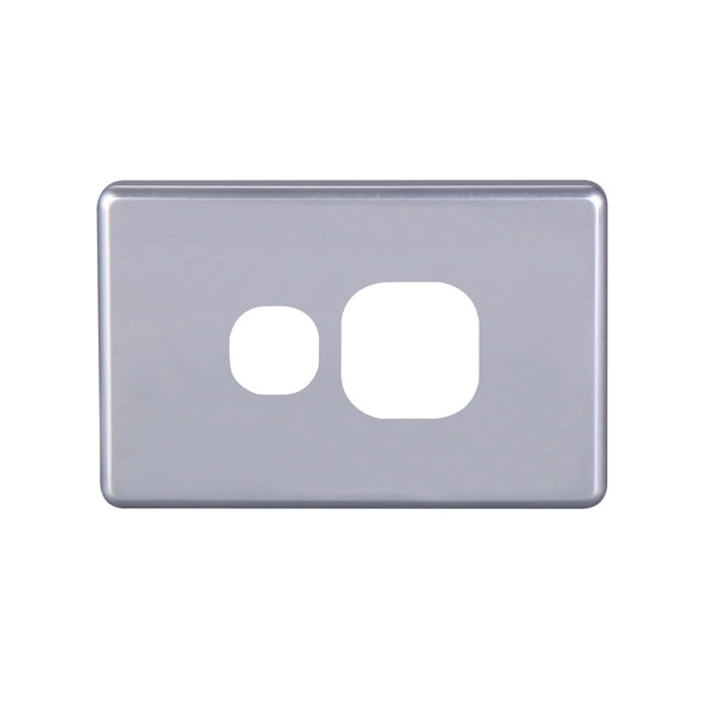 4Cabling 4C | Classic Single Power Point Cover Plate - Horizontal - Silver