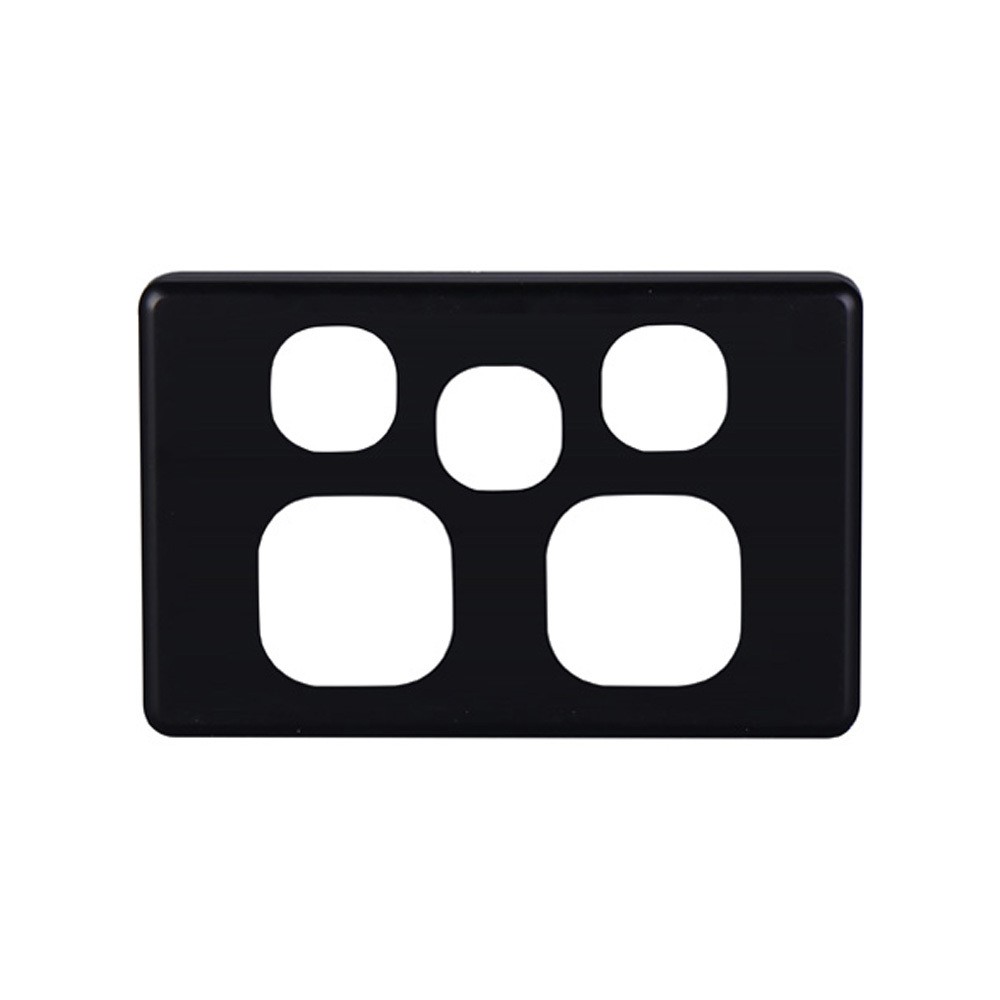 4Cabling 4C | Classic Double Power Point With Extra Switch Cover Plate - Black