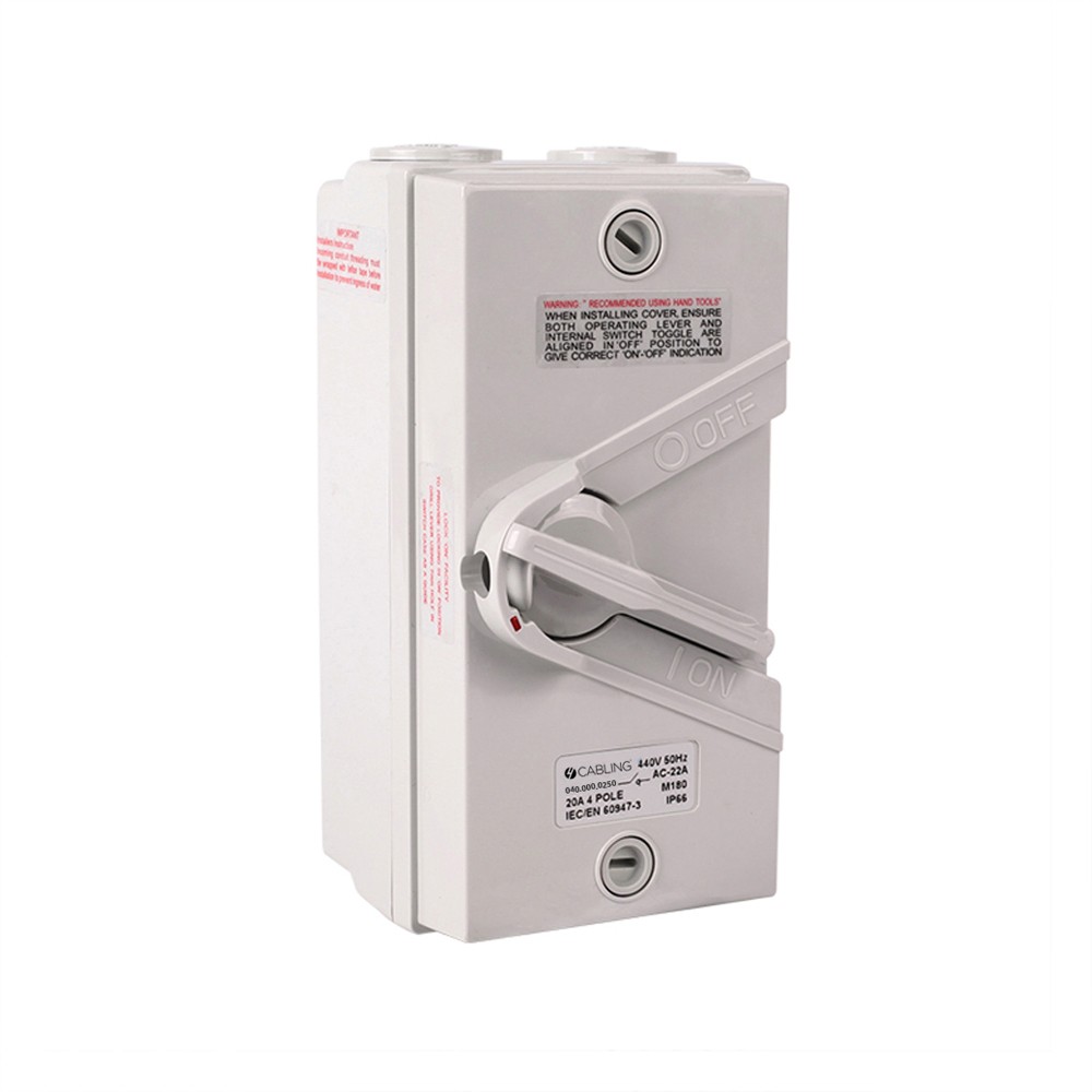 4Cabling 4C | Weatherproof Isolator 4 Pole 440V 20A Ip66