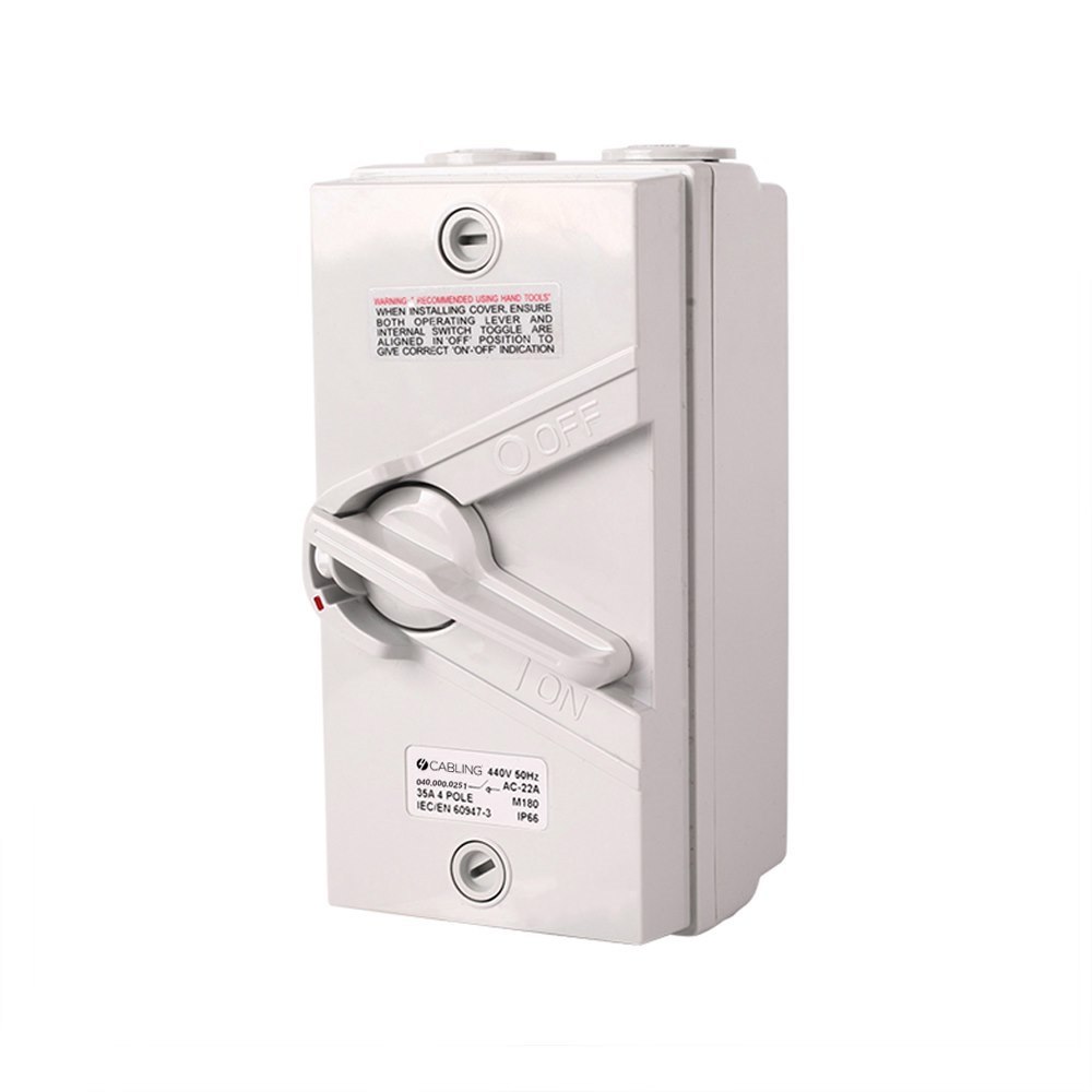 4Cabling 4C | Weatherproof Isolator 4 Pole 440V 35A Ip66