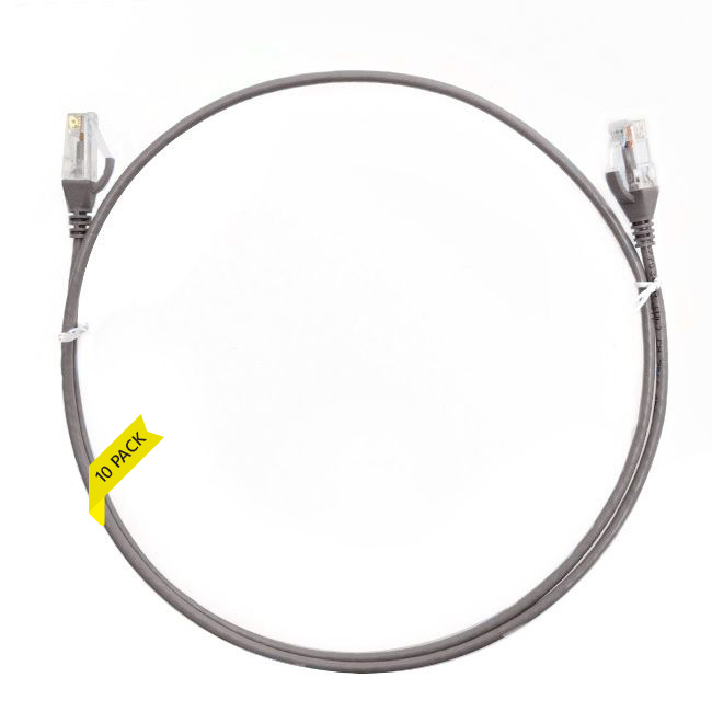 4Cabling 0.25M Cat 6 Ultra Thin LSZH Pack Of 10 Ethernet Network Cable. Grey