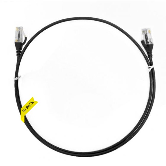 4Cabling 4M Cat 6 Ultra Thin LSZH Pack Of 10 Ethernet Network Cable. Black