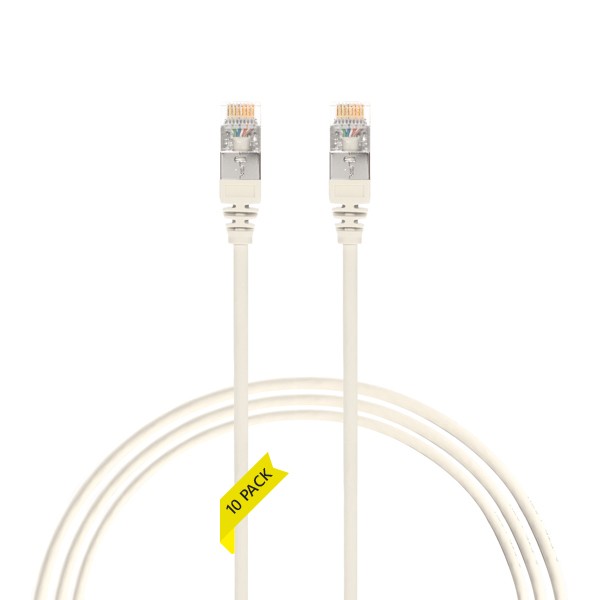 4Cabling 2M Cat 6A RJ45 S/FTP Thin LSZH 30 Awg Pack Of 10 Network Cable. White
