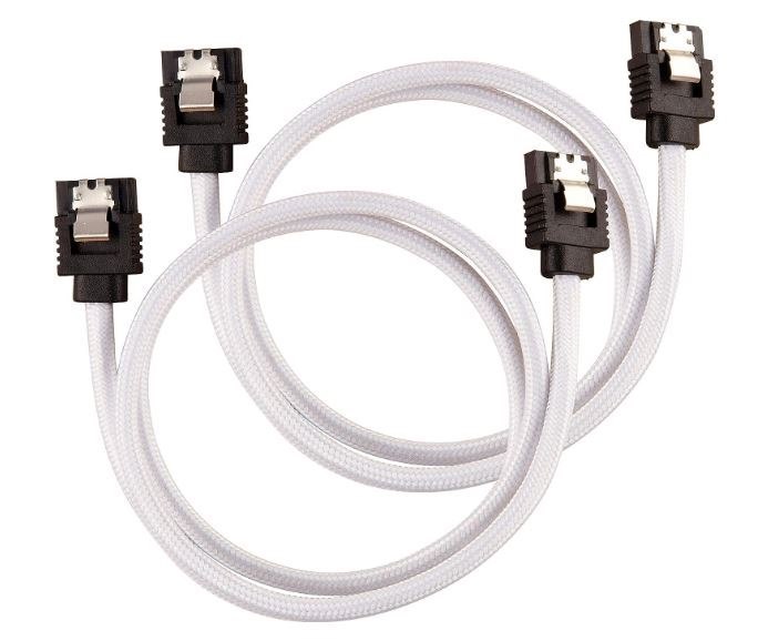 Corsair Premium Sleeved Sata 6Gbps 60CM Cable — White