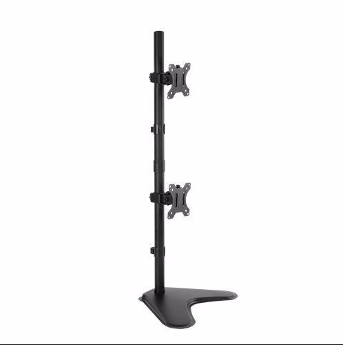 Brateck Dual Free Standing Screens Economical Double Joint Articulating Steel Monitor Stand Fit Most 13'-32'Monitors Up To 8KG Per screenVESA 100X100