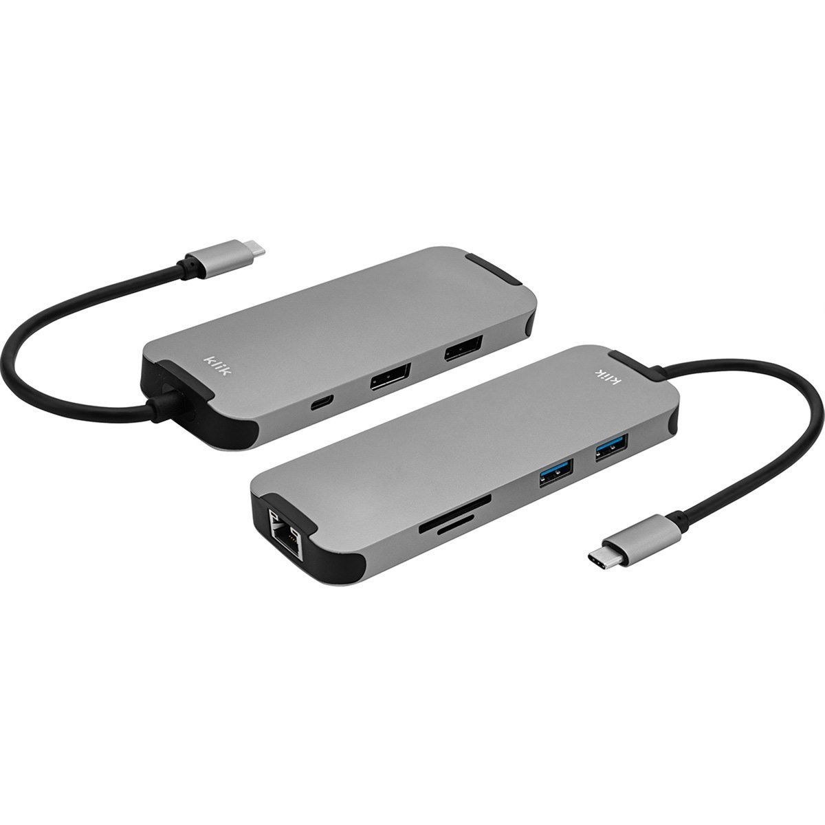 Klik Usb-C Multi Port Adapter, 2 X DP, Usb3.0 X 2, Lan, Usb-C PD & SD/Micro SD