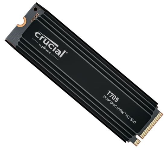 Crucial T705 1TB Gen5 NVMe SSD Heatsink - 13600/10200 MB/s R/W 600TBW 1.4M IOPs 1.5M HRS MTTF With DirectStorage For Intel 14TH Gen & Amd Ryzen 7000