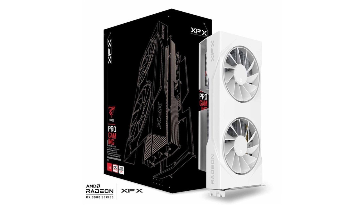 XFX Swift Amd Radeon RX 9060XT Oc White Dual Fan Gaming Edition With 16GB GDDR6 Hdmi 2xDP, Amd Rdna™ 4 (RX-96TSW16WBQ)