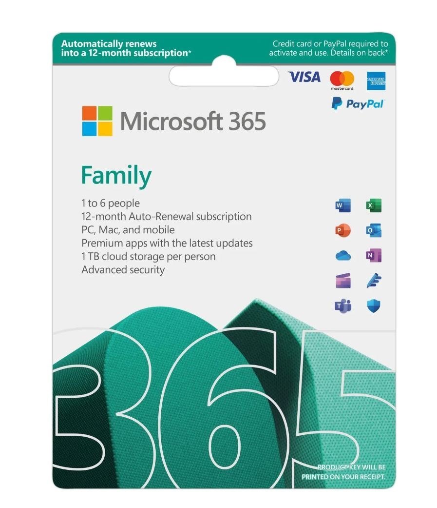 Microsoft 365 Family - Box Pack - Up to 6 People - 1 Year